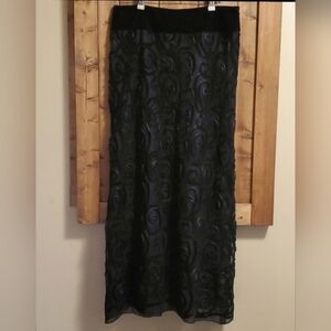 Bianca Nygard Velvet Floral Maxi Skirt, Textured, Size 10